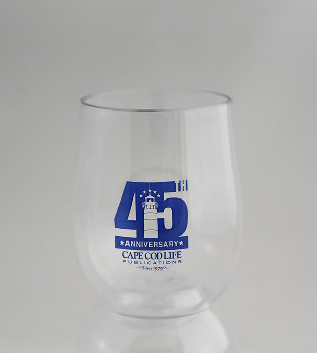 Cape Cod Life 45th Anniversary Stemless Wine Glasses