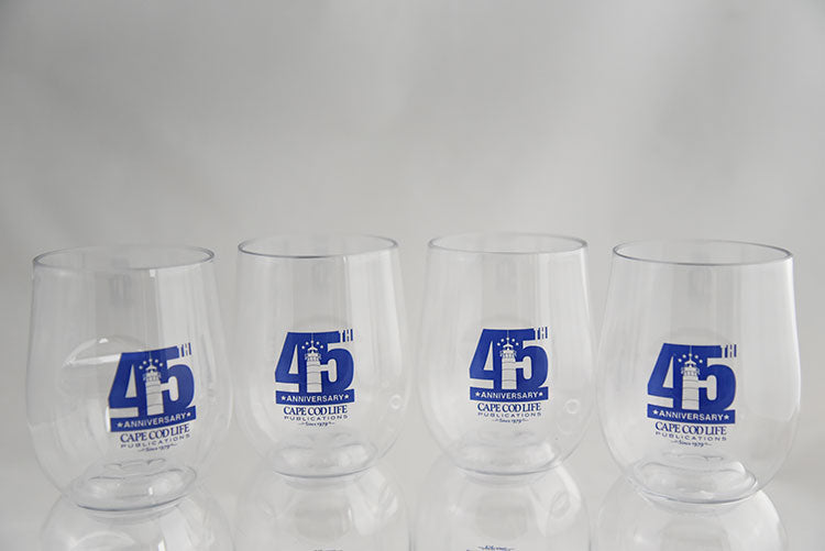 Cape Cod Life 45th Anniversary Stemless Wine Glasses Cape Cod Life Shop